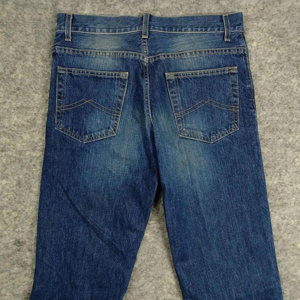 H&M Divided Jeans Mens 30x32 Boot Cut Button Fly Mid Rise Faded Whiskers Indigo - Picture 7 of 7